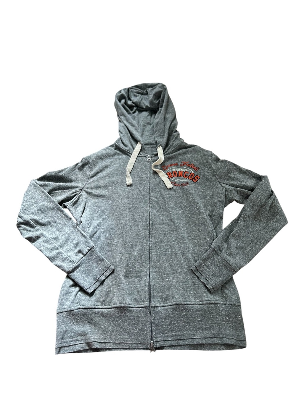 🆕Touch by Alyssa Milano Gray Zip Hoodie with Denver Broncos Logo